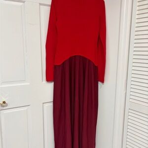 SOLID & STRIPED Two-Tone Red and Burgundy Maxi Dress